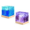 Ocean Wave Projector Lamp Night Light Remote Control 16-Colors Gradual Rotating Flame Water Lamp with Wooden Base