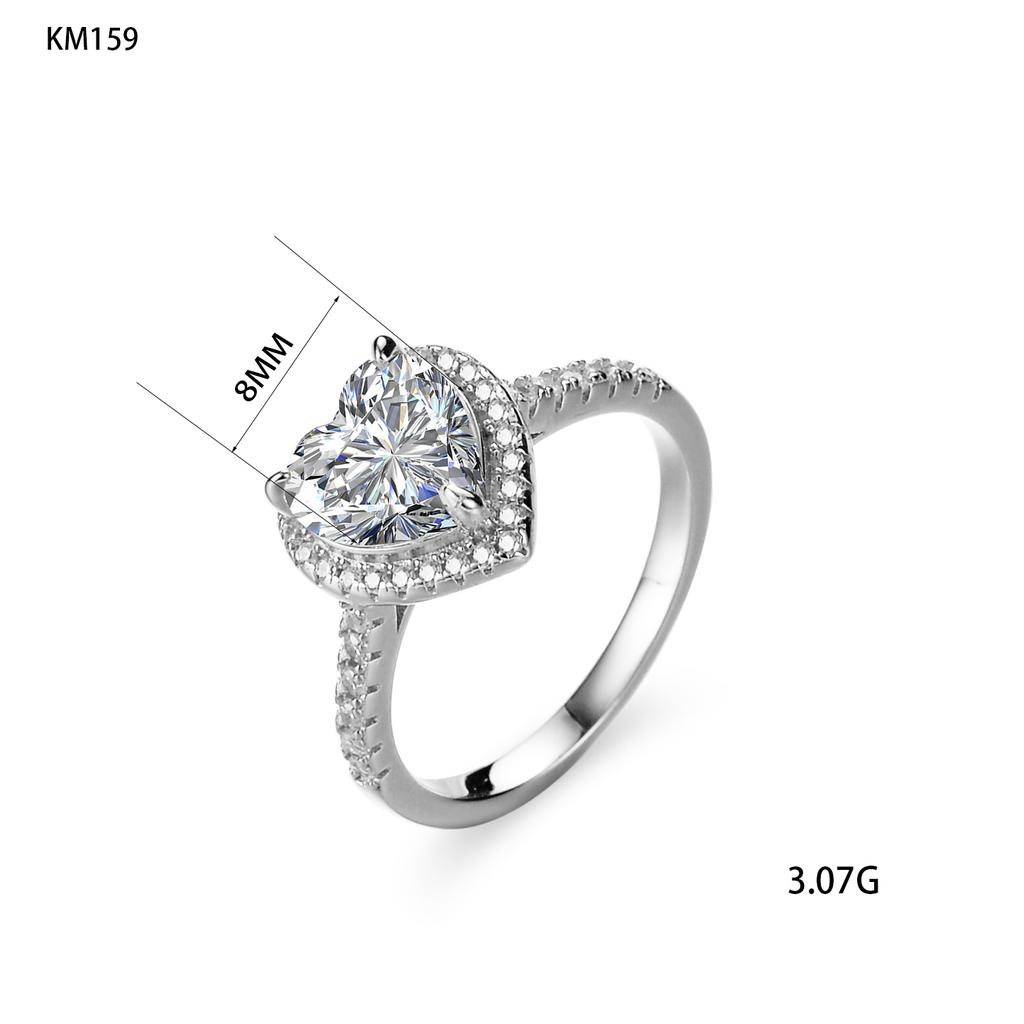 2 Carat D VVS GRA Certified Platinum Plated 925 Sterling Silver Moissanite Engagement Ring Women Heart Shape Classic Prong