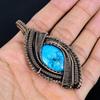 Tibetan Turquoise Pendant, 999 Copper Wire Wrapped Gemstone Jewelry, Handmade Pendant, For Thanksgiving