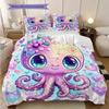 Octopus Pattern Bedding Quilt Set Quilt Cover Pillowcase Home Decoration Birthday Gift (1 * duvet cover + 2 * pillowcase, without core)