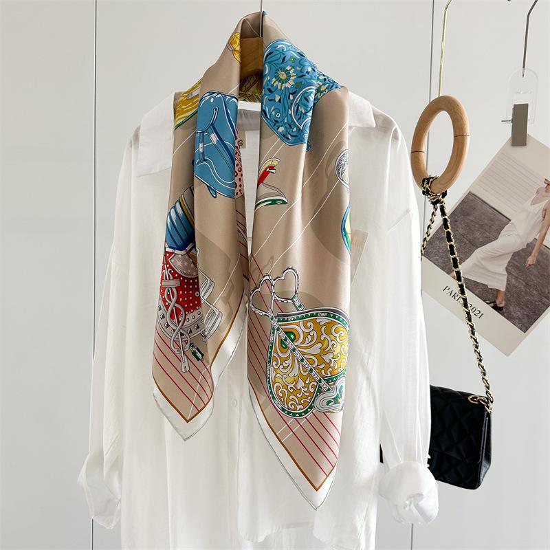 88x88cm 100% Mulberry Silk Twill Scarf Luxury Oversized Square Shawl Elegant Women's Wrap for Spring Summer