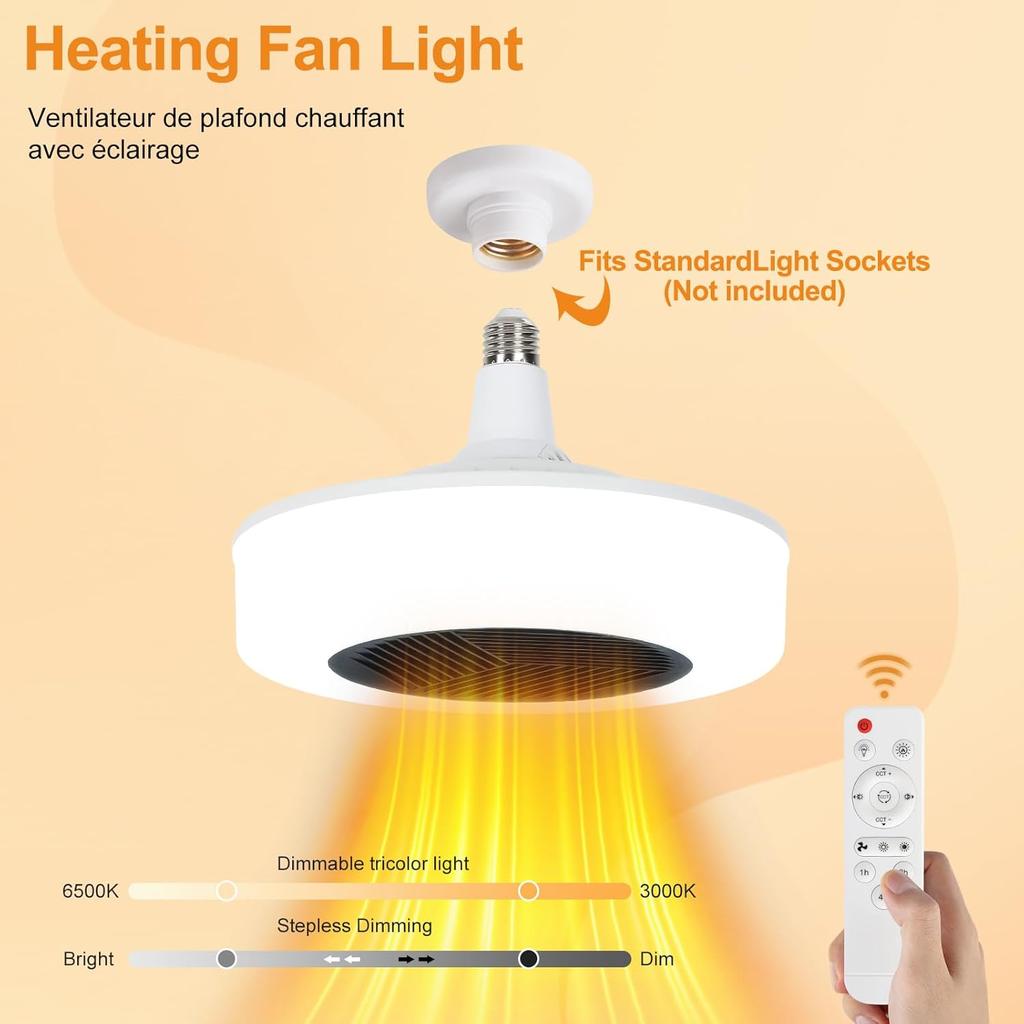 Dual Mode Fan Light with Cold and Warm Air Low-noise Fan Light for Bedroom Living Room Kid Room Study Available All Year Round