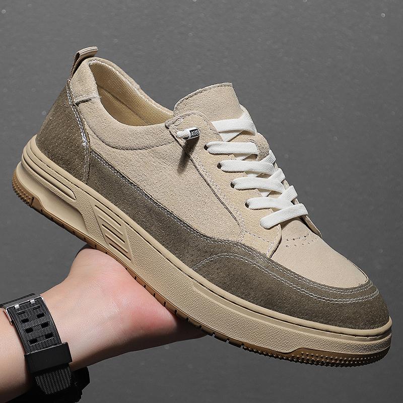 Stylish Men'S Casual Leather Shoes Classic Street Skate Shoes Comfort Non Slip Lacing Vulcanize Footwear Male Outdoor Sneakers