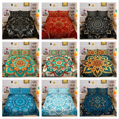 Juego de Ropa de Cama Serie Estilo Indio 3D Funda Nórdica con Estampado Paisley Mandala Flor Funda de Almohada 2/3 Piezas Tamaño Completo AU/US/EU/DE Decoración Suave para el Hogar