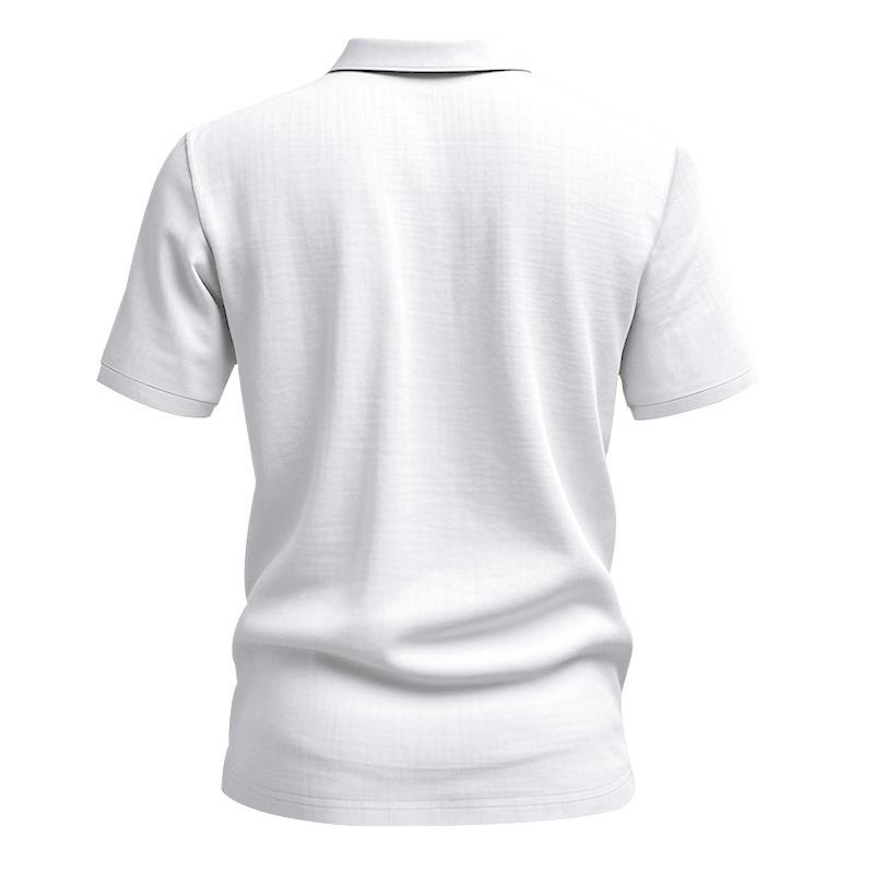 Men's Summer Half-Button Lapel Solid Color Loose Breathable Casual Short Sleeve Shirt