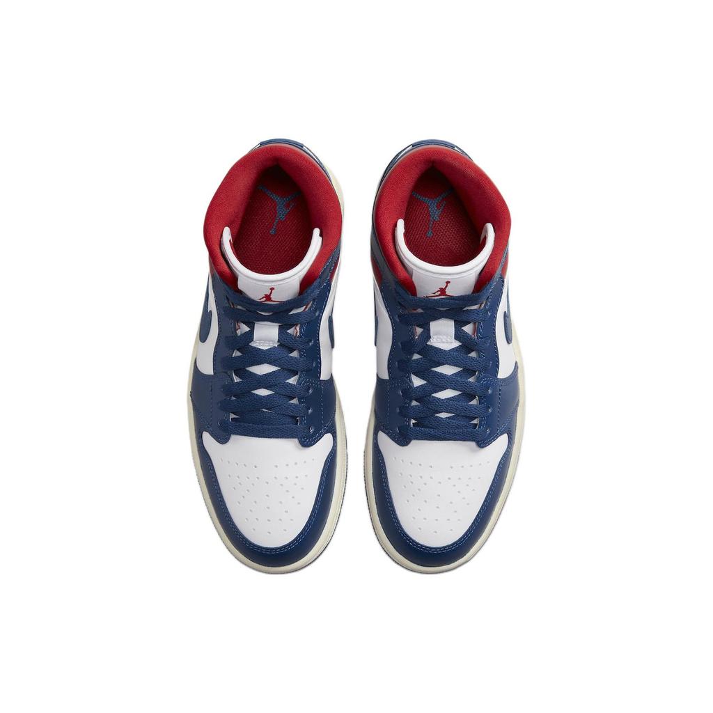 New JORDAN 1 Mid French Blue Gym Red Women's BQ6472-146