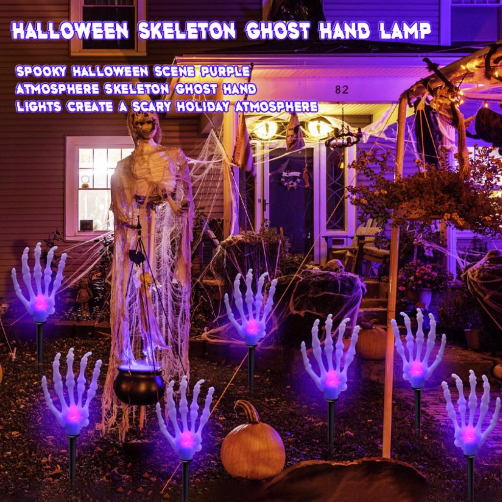 Halloween LED Luminous Ghost Hand Solar Skeleton Hand Ground Plug Light Garden Atmosphere Decoration Props