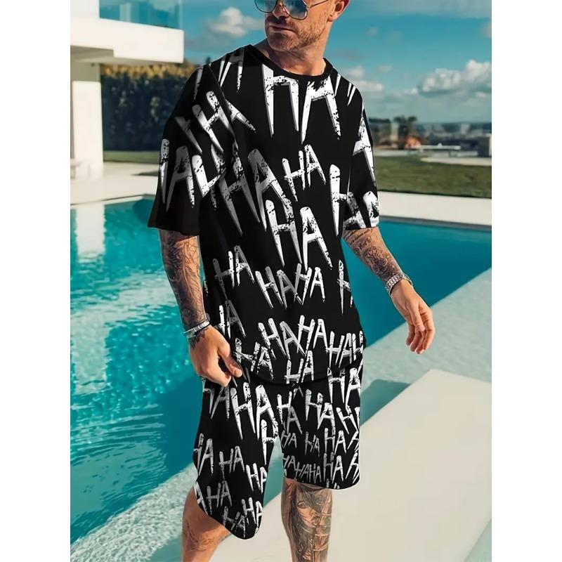 Summer Tracksuit 2 Piece Outfit Male 3D Color Block Print Short Sleeve T-Shirt Shorts Jogging Sets Outdoor Street Men's Clothing