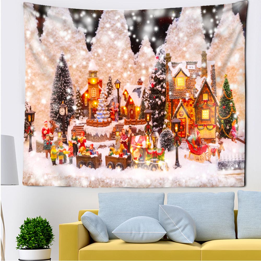 Home Decor Tapestry Christmas Snowflake Polyester Backdrop Fabric Bedroom Living Room Decoration Tapestry Tapeçaria De Natal