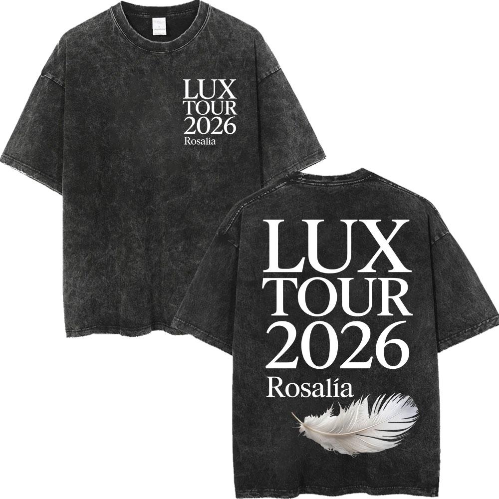 Rosalia LUX Tour Koszulki z Nadrukiem Męskie Damskie Moda Estetyka Vintage Spierana Koszulka Bawełna Wysokiej Jakości Oversize Koszulki