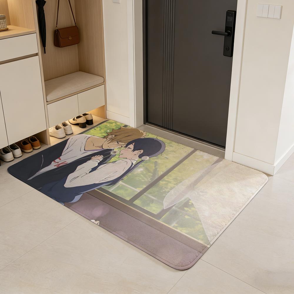 movie T-Tamako Love Story Floor Mat Flannel Door Mat Non-Slip Absorbent Washable Indoor Home Rug