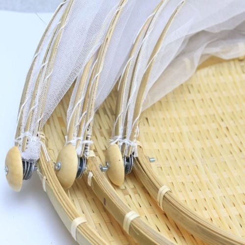 Bamboo Strainer, Green Bamboo Drainer, Wicker Strainer, Round Tray Strainer with Net, Round Shape with Adjustable Lid, Dustproof, Pest Control, Ventil