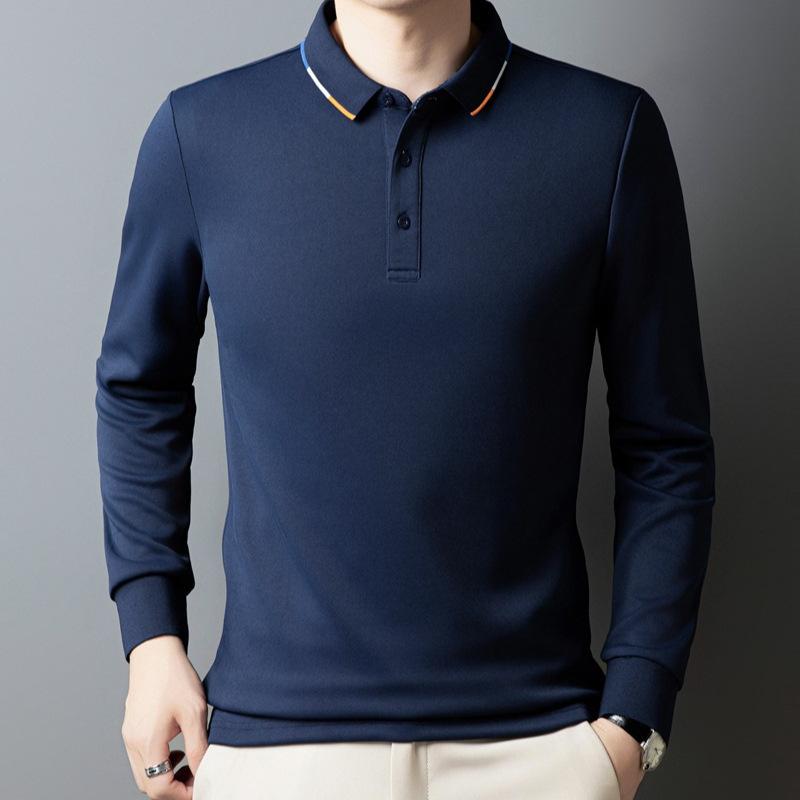 Autumn New Men's Long-sleeved T-shirt Business Lapel Men's Polo Shirt Men's Style