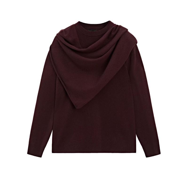 MD Fall and Winter New Arrival Women's Clothing Old Money Style round Neck Long Sleeves Wool Blended Scarf Knitting Outwear 5740631