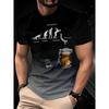 T-shirt da uomo con stampa 3D sfumata Birra - Evoluzione per Uomo & Meme sulla Birra, Manica Corta Girocollo Casual, Miscela di Poliestere, Estate