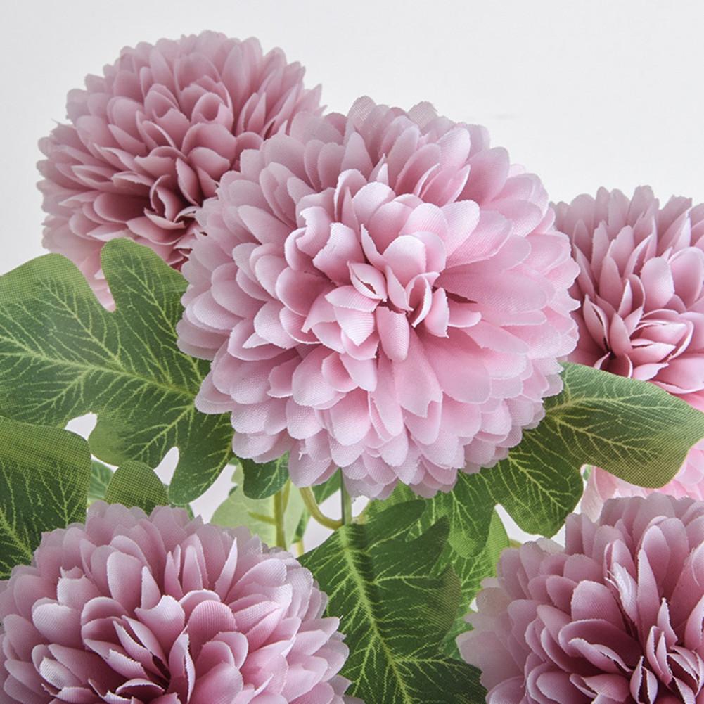 Artificial Flowers Hydrangea Bouquet, Wedding Decoration Fake Flower, 7-head Bundle Embroidered Balls Craft Home Room Vase Decor Accessories
