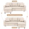 Sofa bed with sleep function, L-shaped sofa, chaise longue with storage space, with pocket storage, left and right interchangeable. Beige.