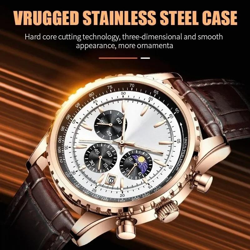 New Mens Watches Top Brand Luxury Men Wrist Watch Leather Quartz Watch Sports Waterproof Male Clock Relogio Masculino+Box