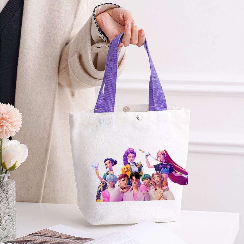 Canvas Bag Kpop Peripheral Cute Portable Cartoon Canvas Bag Student Leisure Shoulder Bag Shopping Bag