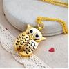 Vintage Men Women Alloy Retro Owl Shape Clock Pendant Long Necklace Chain Watches Birthday Gifts