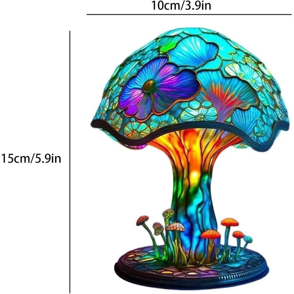 Vintage Stained Glass Mushroom Table Lamp Plant Series Snail Octopus Creative Colorful Bedroom Bedside Flower Retro Night Light