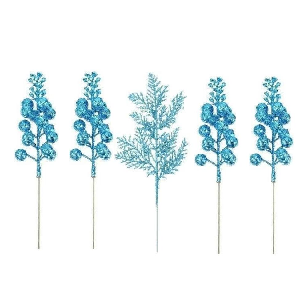 Christmas Decoration Glitter Berrie Artificial Foam Flower Bouquet Christmas Tree Ornaments Red Gold Silver Fake Berries Branch