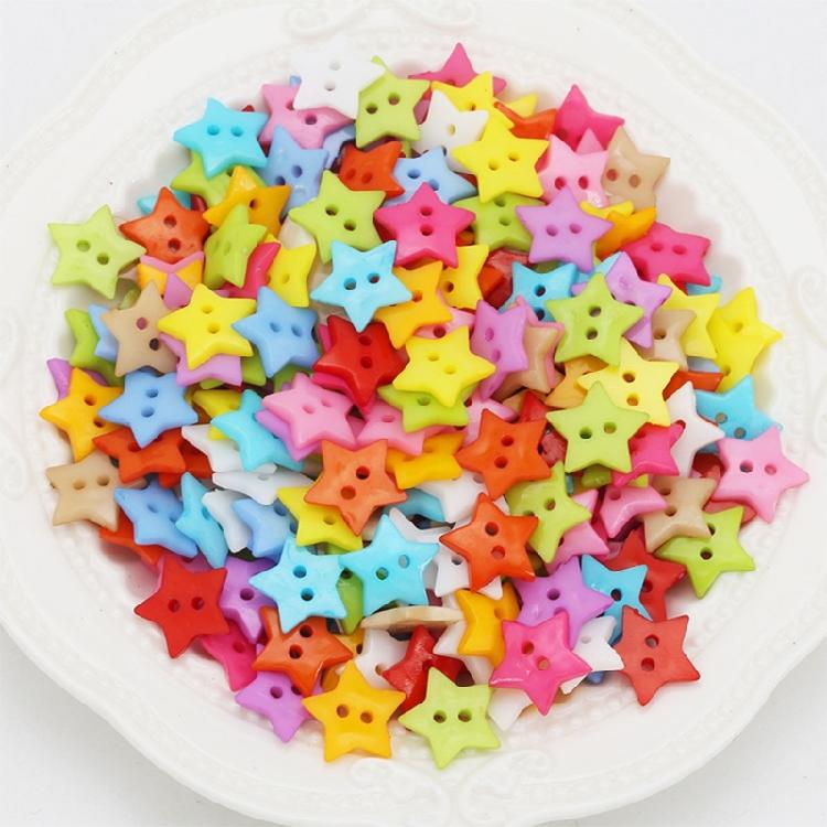 200Pcs Sewing Buttons with Two Hole Colorful Star Buttons For Handmade Crochet Craft Clothing Decorations Jewelry Making
