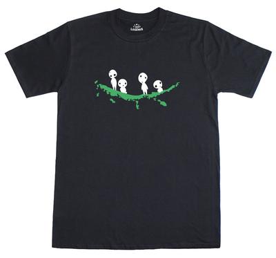 Kodama Auf Baum Japanische Baumgeister Herren Locker Geschnittenes Baumwoll-T-Shirt