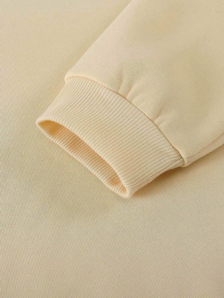 2025 Women's Fleece-Lined Slogan Sweatshirt, Solid Color, Round Neck