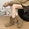 Retro inner heightening short boots women's 2025 autumn new brown Maillard short boots niche design western boots