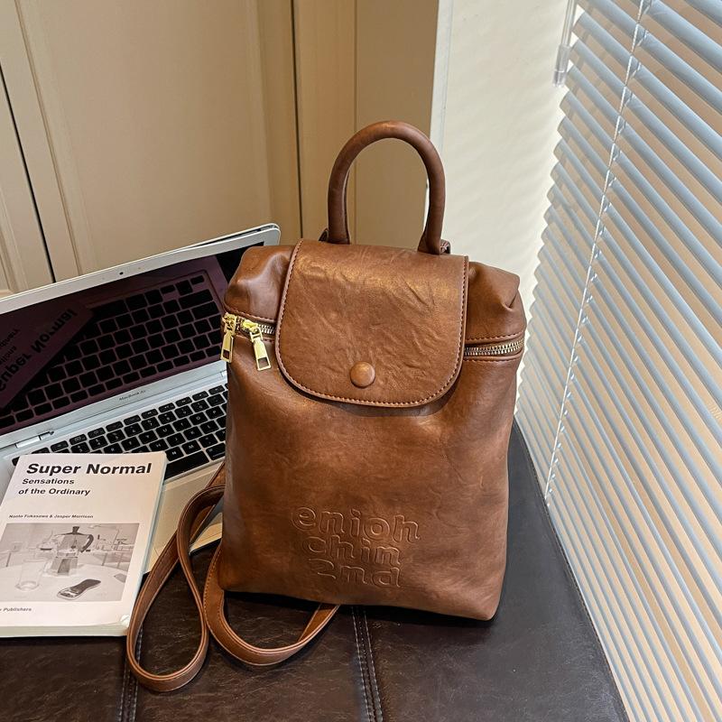 Soft-faced commuter backpack autumn and winter new retro fashion casual versatile handbag feeling backpack bag