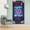 10th Birthday Door Cover Neon Party Decoration Colorful Balloon Gift Banner for Kids Teen Celebration Entrance Boys Girls Photo Booth Backdrop