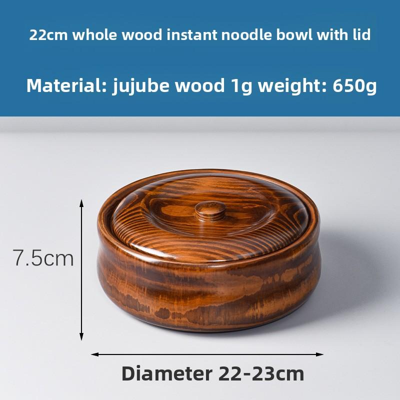 Acacia Wood Salad Bowl, Wooden Creative Rice Bowl, Environmentally Friendly Round Wooden Bowl