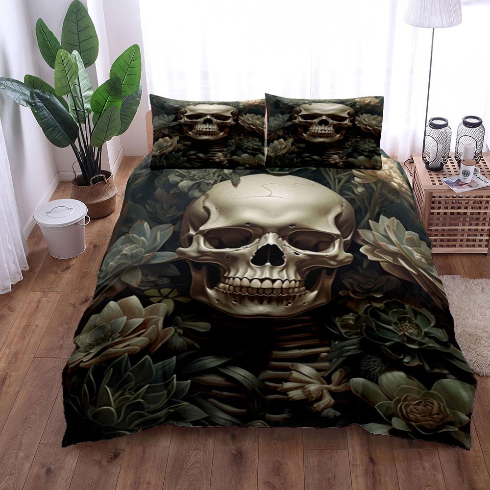 Botanical Garden Gothic Skull Bedding Set Single Twin Double Queen King Cal King Size Bed Linen Set