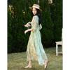 Demana Monet Garden Printed V-Neck A-Line Midi Dress