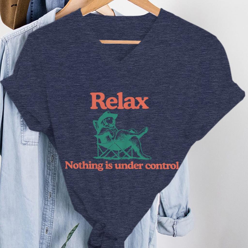 Golden Retriever Vintage Shirt Relax Nothing Is Under Control Golden Mom Tshirts Vneck Women Clothing Fashion Casual Tops