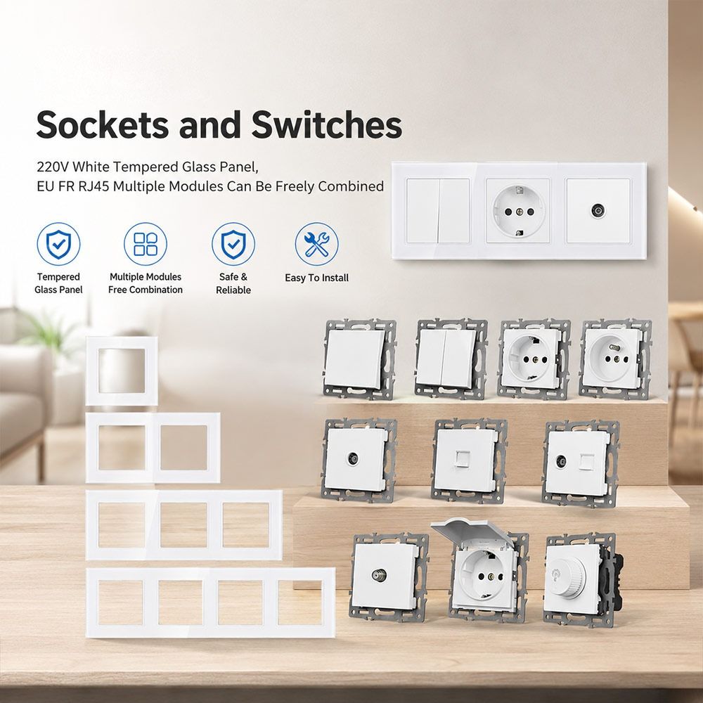 1Pcs 220V 16A 250V Modular Sockets And Switches  for Free Combination Electrical Outlet Module