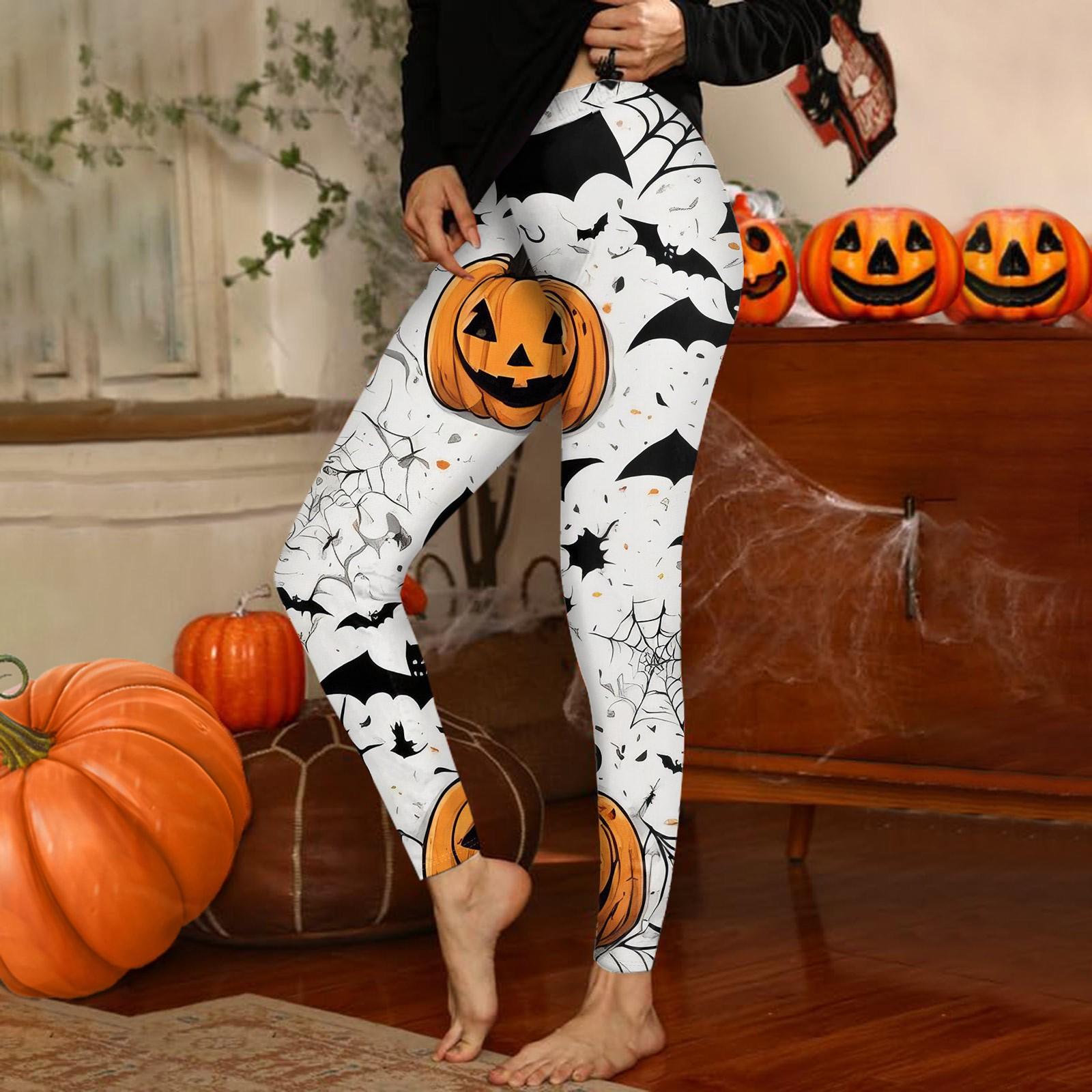 

Женские брюки с эластичным мягким низом и принтом Хэллоуина, повседневные домашние спальные брюки L