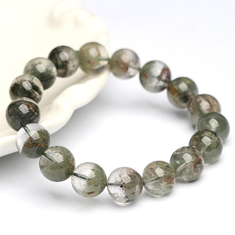 Hongchu Crystal  Natural Monet Garden Green Phantom Quartz Bracelet  Treasure Bowl Green Phantom Quartz Bead Bracelet