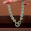 Womens Interlocking Green Bead Bracelet Ins Style Best Friend Gift Handmade