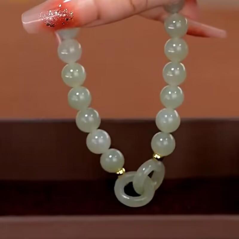 Womens Interlocking Green Bead Bracelet Ins Style Best Friend Gift Handmade