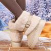 2026 Winter New Short Plush Thick-soled Women's Snow Boots Metal Belt Buckle Ankle Boots Fluffy Furry Women's Cotton Shoes