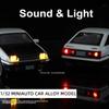 1:32 Initial D AE86 Crown Kluger Car Model Toy Metal Diecast Rubber Tires Pull Back Music Light Vehicles Toys Gifts For Kids Boy