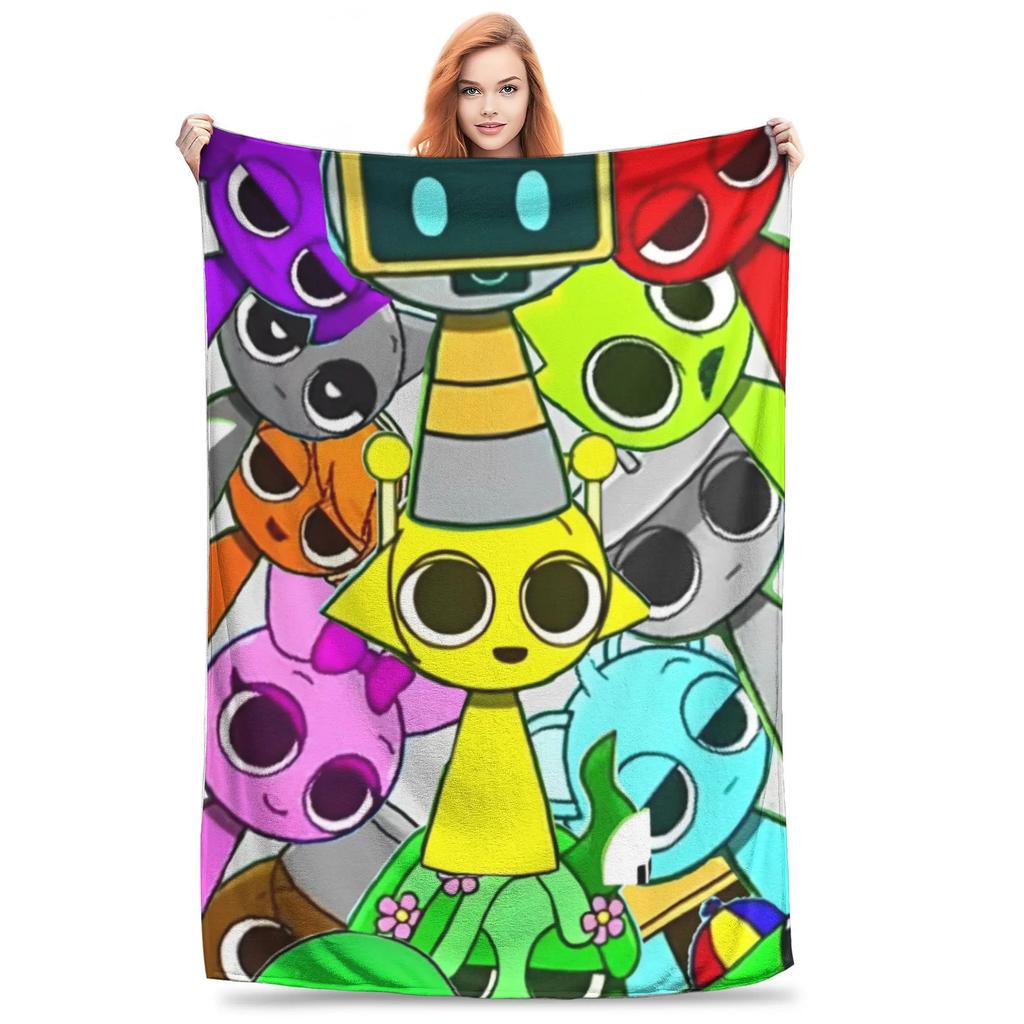 Sprunki Incredibox Game Throw Blanket for Couch Soft Fuzzy Plush Blanket 50x60 Inch Multiple Sizes Bedspreads for All Seasons