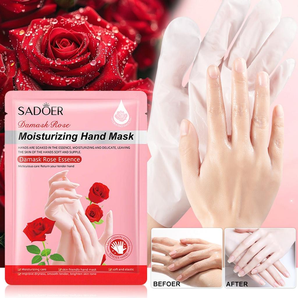 1Pair Rose Moisturizing Hand Mask/Goat Milk Nicotinamide Hand Mask/Lavender Exfoliating Foot Mask,Ha