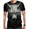 Men 3D Pattern Fire Wolf Graphic Print T-Shirt Summer Oversized Causal T-Shiet Men's Fashion Fitness Short Sleeve Clothing  Tops