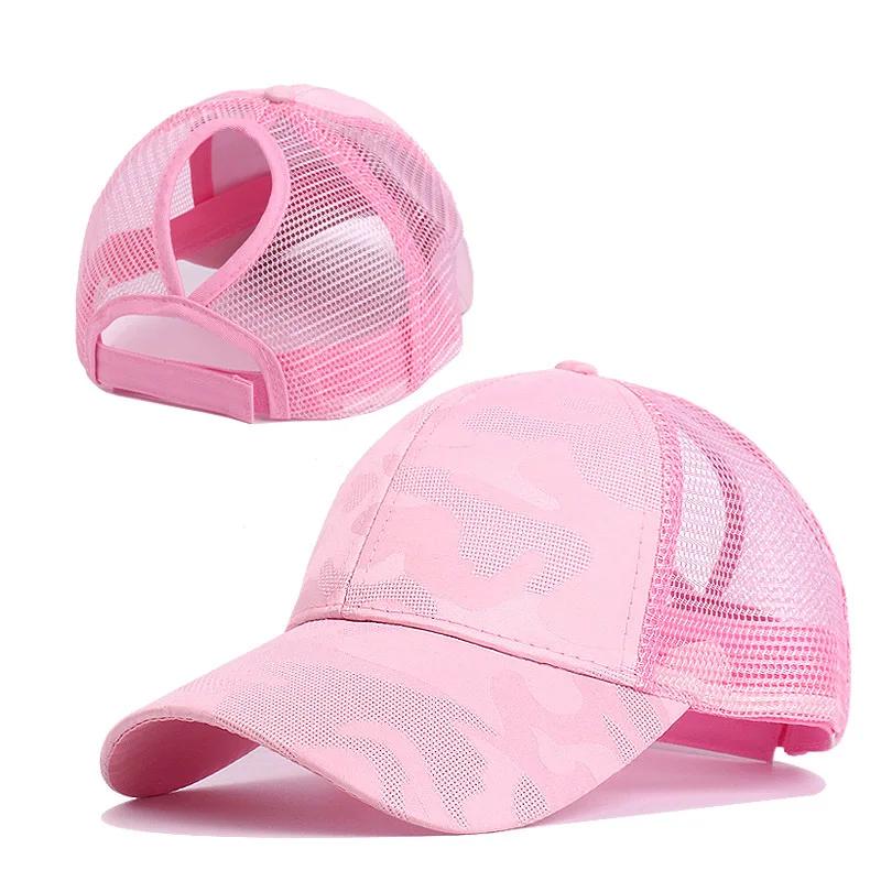 Women'S Ponytail Baseball Caps Spring Summer Cotton Mesh Sun Hat Running Snapback Hat Female Adjustable Girl Outdoor Visor Hats