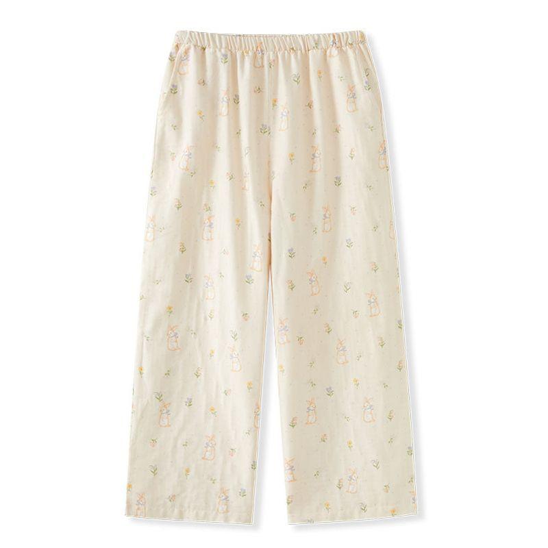 

24 Summer New Arrival Single Item Home Wear Cotton Double-Layer Gauze Cute Cartoon Print Pants Multi-Color Pajama Pants Moe Rabbit M [recommended below 57.50kg]]