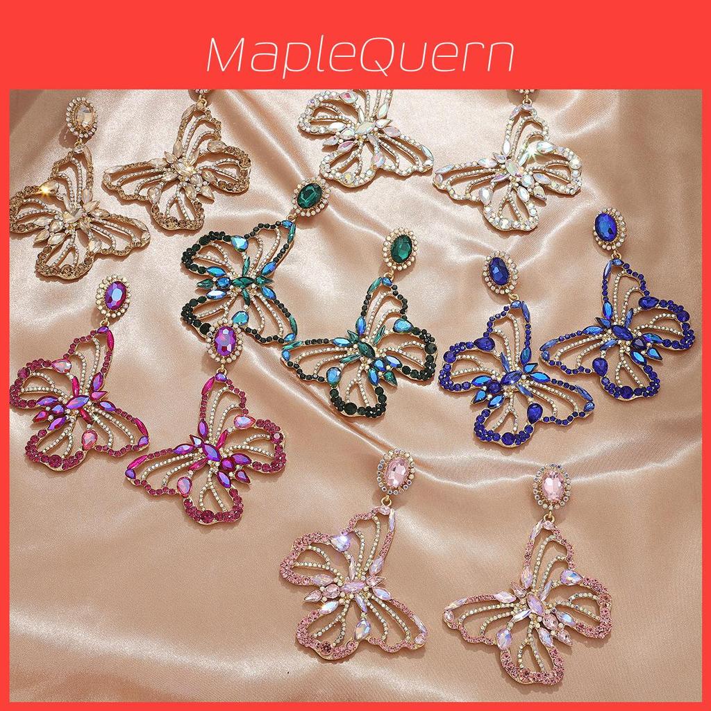 Vintage Butterfly Earrings With Rhinestones For Women Spring 2024 Fashion Jewelry