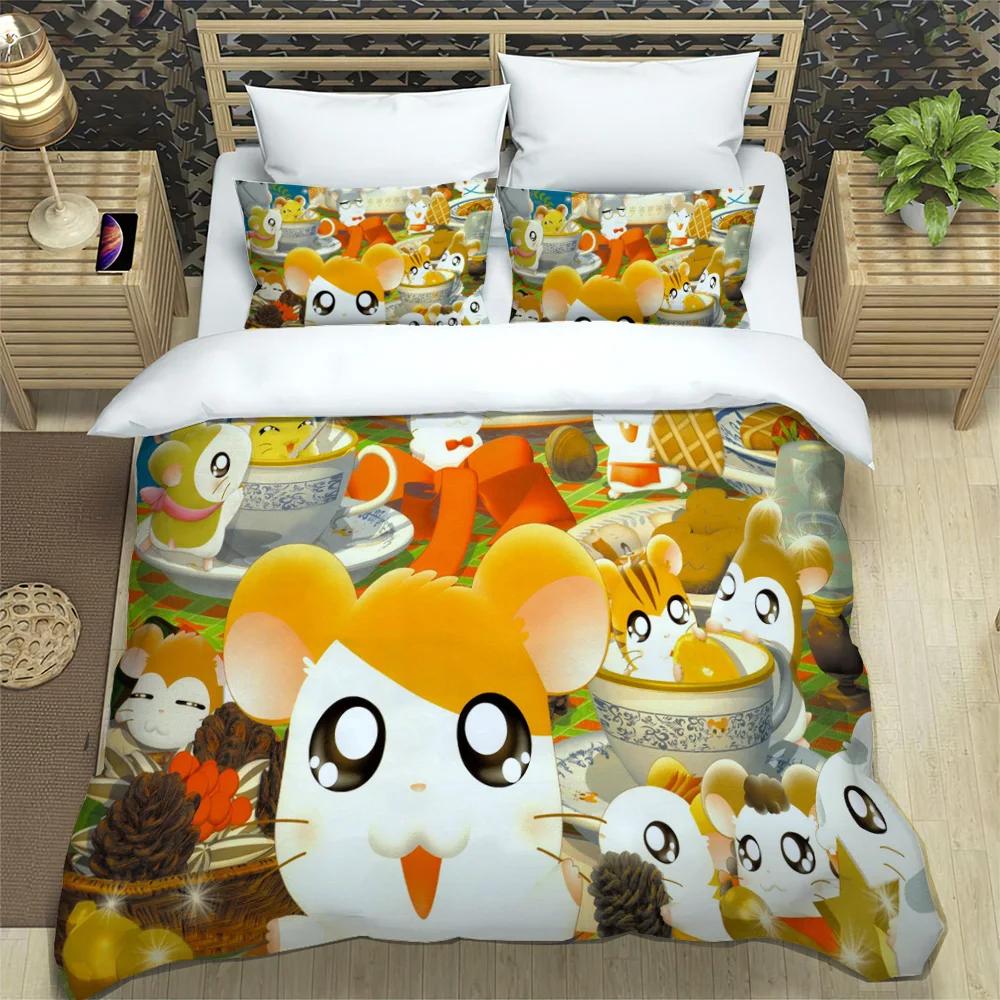 3D Printing Cartoon Lovely Hamtaro Bedding Set Duvet Cover Pillow Set Birthday Gift Children Quilt Cover Bedding Home Textiles